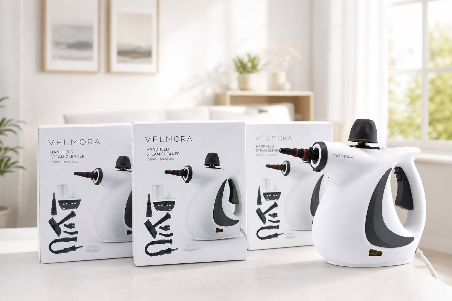 Velmora steam cleaner three pack boxes